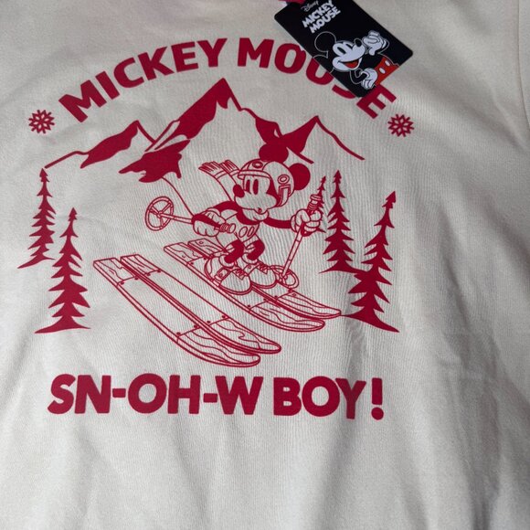 MICKEY MOUSE snow boy Collared Crewneck Pullover Sweatshirt‎ Size M NWT - Picture 7 of 11